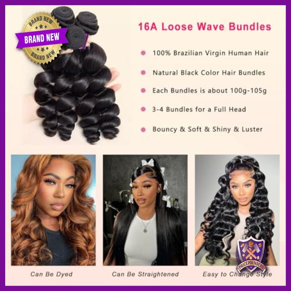 Human Hair Extensions 14 16 18 Inch Loose Wave Weave Bundles Unprocessed main image 5